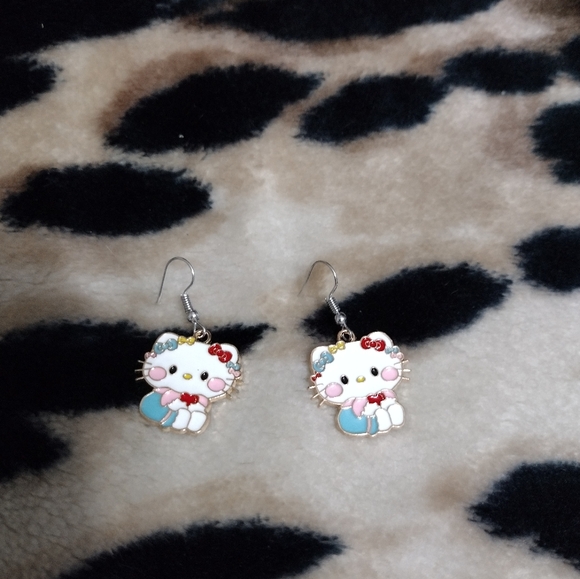 Sanrio Hello Kitty Silver Plated Dangle Earrings - Picture 1 of 2